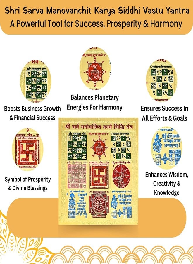 Plus Value Shree Sarva Manovanchit Karya Siddhi Yantra Vastu Remedies for Home & Office Temple (3 x3 Inches, Multicolour Gold Plated) - Image 5